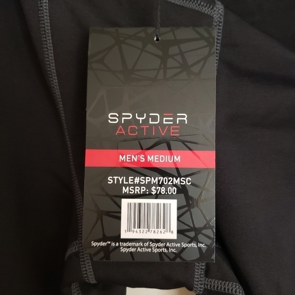 Spyder Active Mens Black Legging Tights Base Layer Banded Pro Web New Medium - Picture 8 of 13